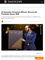 El Salvador Smashes Bitcoin Record As Portfolio Nears $1B - DailyCoin