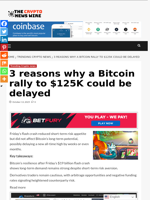 3 reasons why a Bitcoin rally to $125K could be delayed - The Crypto News Wire