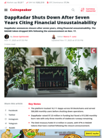 DappRadar Shuts Down After Seven Years Citing Financial Unsustainability - Coinspeaker