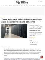 Texas halts new data center connections amid electricity demand concerns