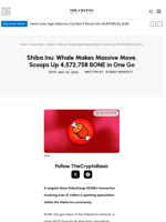 Shiba Inu: Whale Makes Massive Move, Scoops Up 4,572,758 BONE in One Go