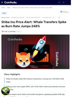 Shiba Inu Price Alert: Whale Transfers Spike as Burn Rate Jumps 248%