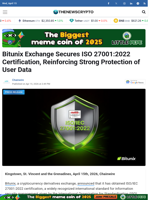 Bitunix Exchange Secures ISO 27001:2022 Certification, Reinforcing Strong Protection of User Data - TheNewsCrypto