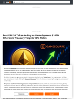 Best ERC-20 Token to Buy as GameSquare's $100M Ethereum Treasury Targets 14% Yields