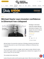 Michael Saylor says investor confidence in Ethereum has collapsed