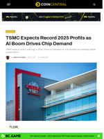 TSMC Expects Record 2025 Profits as AI Boom Drives Chip Demand - CoinCentral