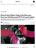Bored Ape Maker Yuga Labs Rescues Dozens of Ethereum NFTs From Exploit - Decrypt
