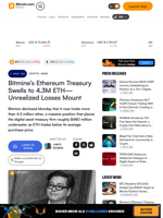 Bitmine’s Ethereum Treasury Swells to 4.3M ETH—Unrealized Losses Mount – Crypto News Bitcoin News