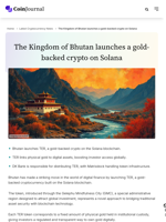 The Kingdom of Bhutan launches a gold-backed crypto on Solana - CoinJournal