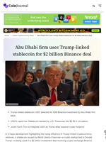 Abu Dhabi firm uses Trump-linked stablecoin for $2 billion Binance deal