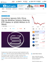 Investors Ignore SOL Price Dip As Bitwise Solana Staking ETF Rakes In $500 Million In A Week ⋆ ZyCrypto
