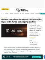 Ostium launches decentralized execution layer with Jump as hedging partner