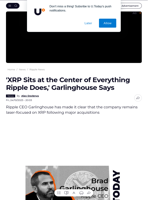 'XRP Sits at the Center of Everything Ripple Does,' Garlinghouse Says - U.Today