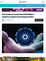 Did Cardano Founder Steal $619 Million? Hopkinson Makes Shocking Revelation