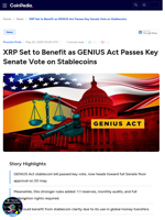 XRP Set to Benefit as GENIUS Act Passes Key Senate Vote on
Stablecoins