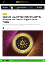 Cardano (ADA) Price: Network Activity Plummets as Crucial Support Level Tested - CoinCentral
