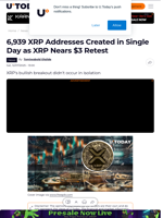 6,939 XRP Addresses Created in Single Day as XRP Nears $3 Retest