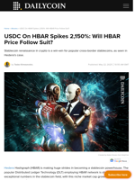USDC On HBAR Spikes 2,150%: Will HBAR Price Follow Suit? - DailyCoin