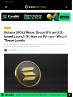 Solana (SOL) Price: Drops 5% as U.S.-Israel Launch Strikes on Tehran - Watch These Levels - CoinCentral