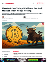 Bitcoin Price Today Wobbles, but Bull Market Train Keeps Rolling - Coinspeaker