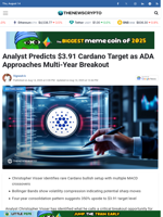 Analyst Predicts $3.91 Cardano Target as ADA Approaches Multi-Year Breakout
