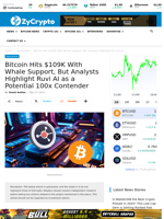 Bitcoin Hits $109K With Whale Support, But Analysts Highlight Ruvi AI as a Potential 100x Contender