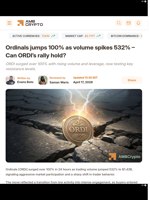 Ordinals jumps 100% as volume spikes 532% - Can ORDI's rally hold? - AMBCrypto