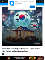 South Korea’s Ruling Party Proposes Spot Crypto ETF Trading and Banking Reform