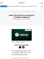 Tether CEO Confirms Incoming US-Compliant Stablecoin
