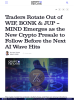 Traders Rotate Out of WIF, BONK & JUP — MIND Emerges as the New Crypto Presale to Follow Before the Next AI Wave Hits – CryptoNinjas