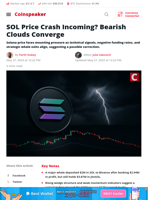SOL Price Crash Incoming? Bearish Clouds Converge - Coinspeaker