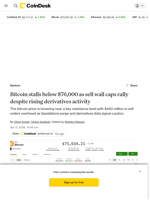 Bitcoin battles $76,000 resistance as traders clash over potential breakout: Crypto Markets Today