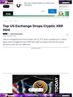 Top US Exchange Drops Cryptic XRP Hint - U.Today