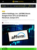 Affirm Holdings, Inc. (AFRM) Stock: Surges Over 16% on Q4 Beat as Revenue Jumps 33% - CoinCentral