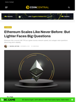 Ethereum Scales Like Never Before: But Lighter Faces Big Questions - CoinCentral