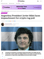 Argentina President Javier Milei faces impeachment for crypto rug pull - Coinfea