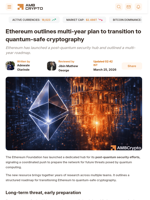 Ethereum outlines multi-year plan to transition to quantum-safe cryptography - AMBCrypto