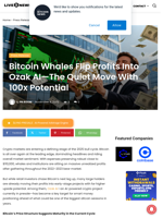 Bitcoin Whales Flip Profits Into Ozak AI—The Quiet Move With 100x Potential | Live Bitcoin News