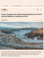 6 most transparent cloud mining platforms in 2025 with no hidden or withdrawal fees - AMBCrypto