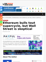 Ethereum bulls tout supercycle, but Wall Street is skeptical - The Crypto News Wire
