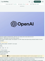 OpenAI updates its Model Spec with five core values and a new name for its AI