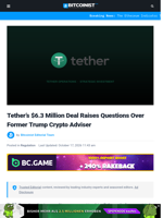 Tether's $6.3 Million Deal Raises Questions Over Former Trump Crypto Adviser | Bitcoinist.com
