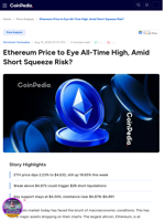 Ethereum Price to Eye All-Time High, Amid Short Squeeze Risk?