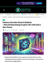 Solana Unveils Smart Wallets—Revolutionizing Crypto UX with Zero Gas Fees! - Crypto News Flash