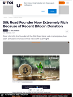 Silk Road Founder Now Extremely Rich Because of Recent Bitcoin Donation