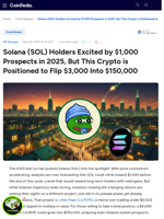 Solana (SOL) Holders Excited by $1,000 Prospects in 2025, But This Crypto is Positioned to Flip $3,000 Into $150,000