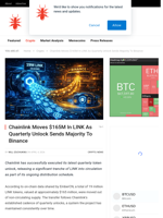 Chainlink Moves $165M In LINK As Quarterly Unlock Sends Majority To Binance - NullTX