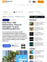 One-Two: IMF Reiterates That El Salvador Is Just Shuffling Bitcoin – Crypto News Bitcoin News