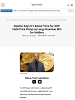Deaton Says It’s About Time for XRP, Hails Price Pump as Long-Overdue Win for Holders