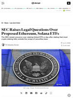SEC Raises Legal Questions Over Proposed Ethereum, Solana ETFs - Decrypt